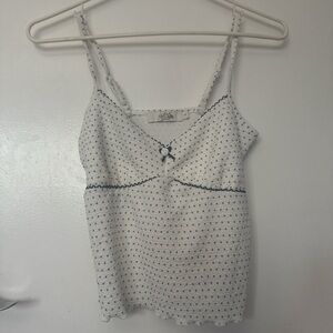 Stylish White and Black Polka Dot Camisole